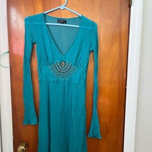 Teal Long Sleeve dress or beach cover up